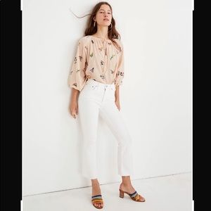 Madewell Cali Denim-Boot White Frayed Hem Jeans Size: 24S